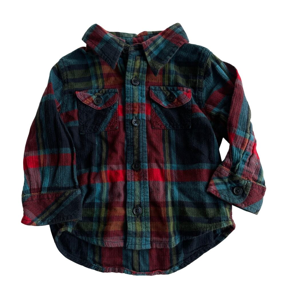 Peek Flannel Button-Down Shirt - Size 12-18 Months